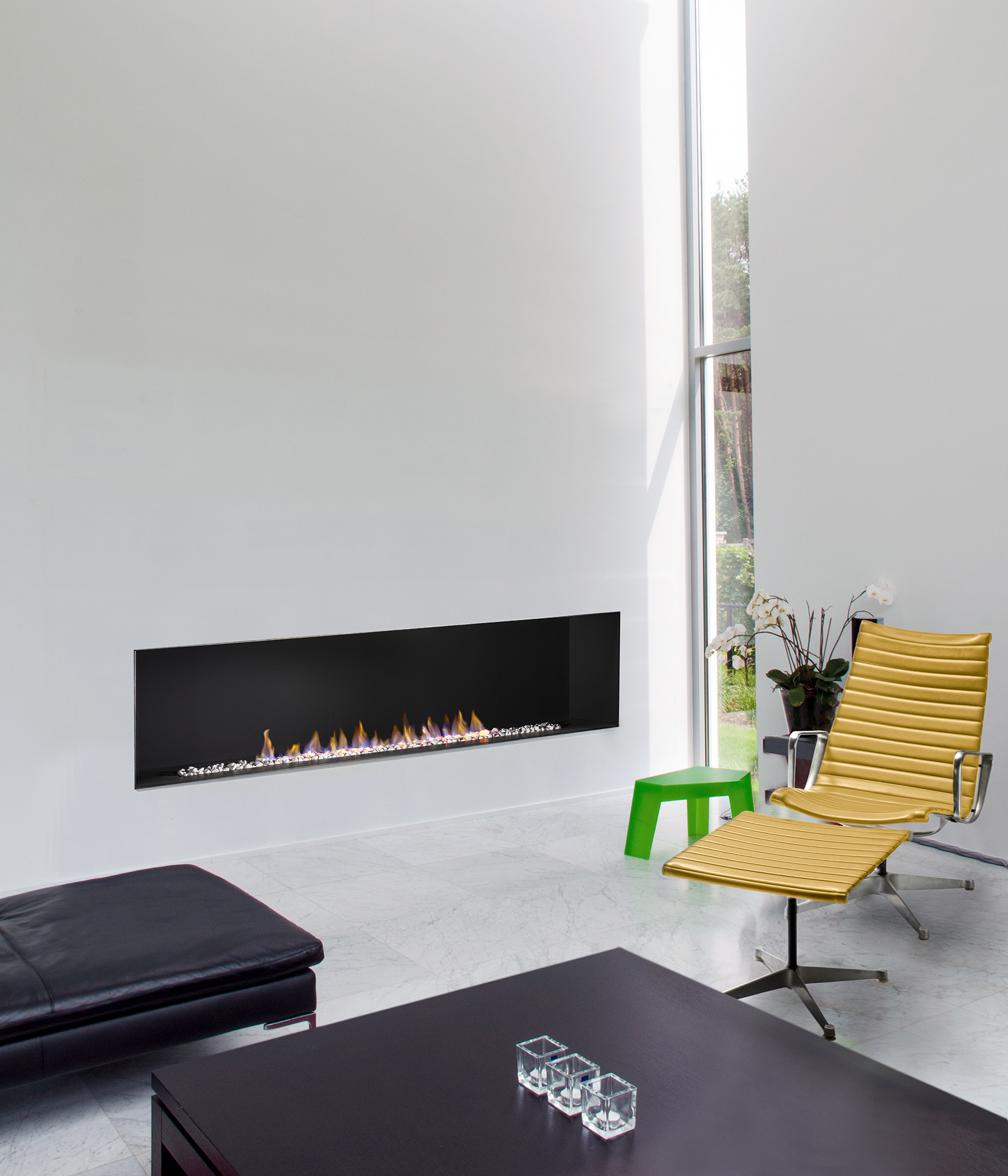 H Series by European Home | Modern Linear Gas Fireplace | Vent Free The H Series linear gas fireplace is ventless and features a contemporary trimless open-front style. Available in three sizes (42