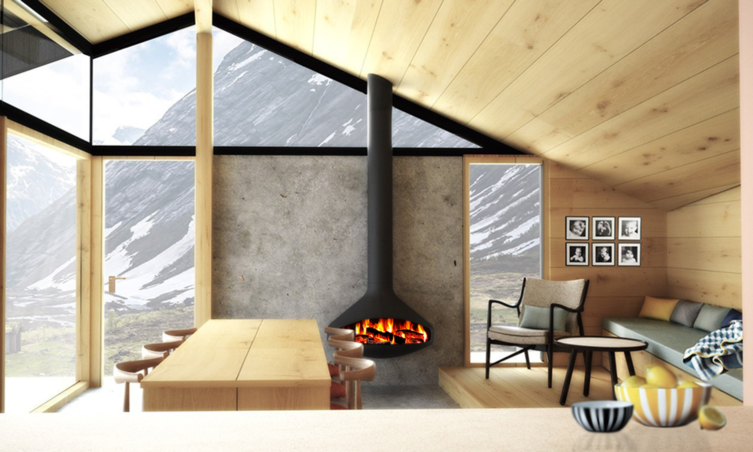 Paxfocus by Focus Fires | Modern Wall Mounted Wood Fireplace
