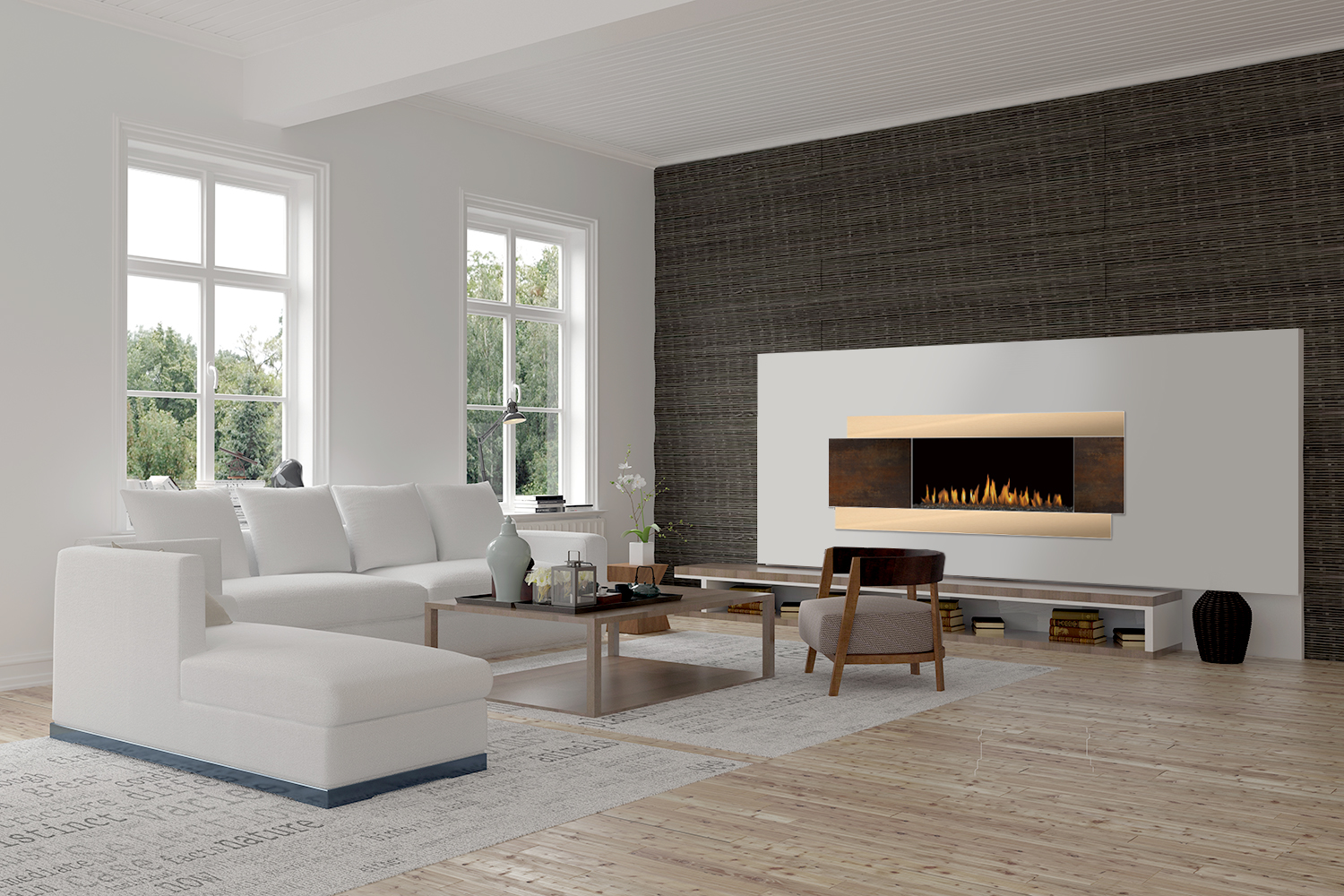 Scaffold Surround H Series Fireplace European Home Brushed Bronze Metal And Nano Corten Copper Tile Designer Fireplace Surround For European Home H Series