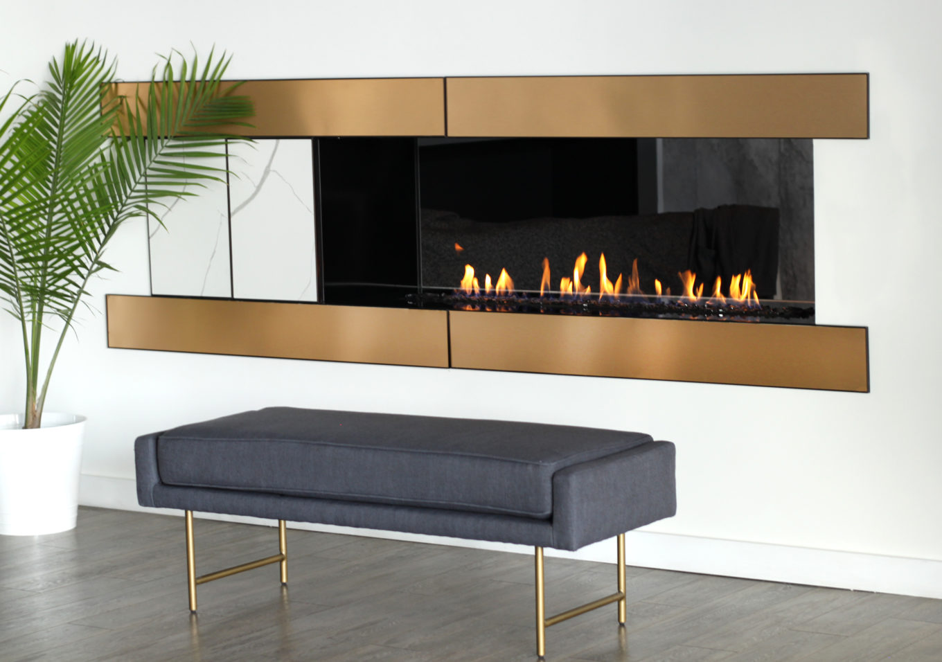 H Series Vent Free fireplace with custom fireplace surround.